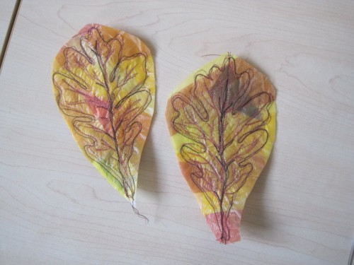 leaves sewn with solvy