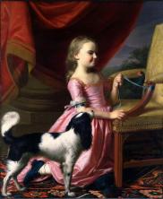 young lady with a bird and dog Copley